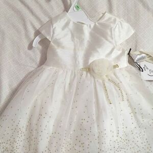Elegant White and Gold Baby Dress